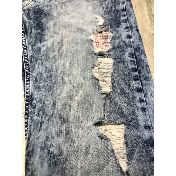 Ed Hardy Skinny Ripped Light Blue Wash Denim Jeans Mens 34W 27L - Picture 3 of 9